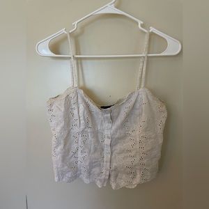 MODA International 100% cotton white cropped cami